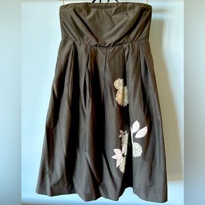 Gap Drak Grey Strapless Dress with Floral Accent